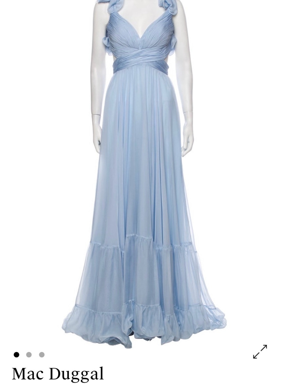 Mac Duggal Powder Blue Ruffle Chiffon Maxi Gown